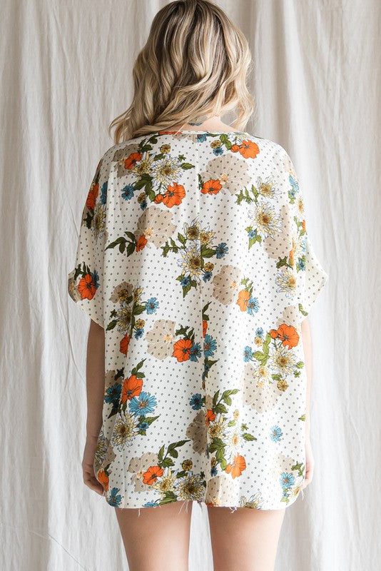 Mixed Print Oversized Pocket Top