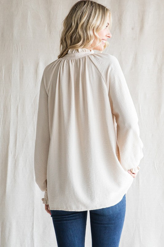 Solid Raglan Poet Sleeves Top