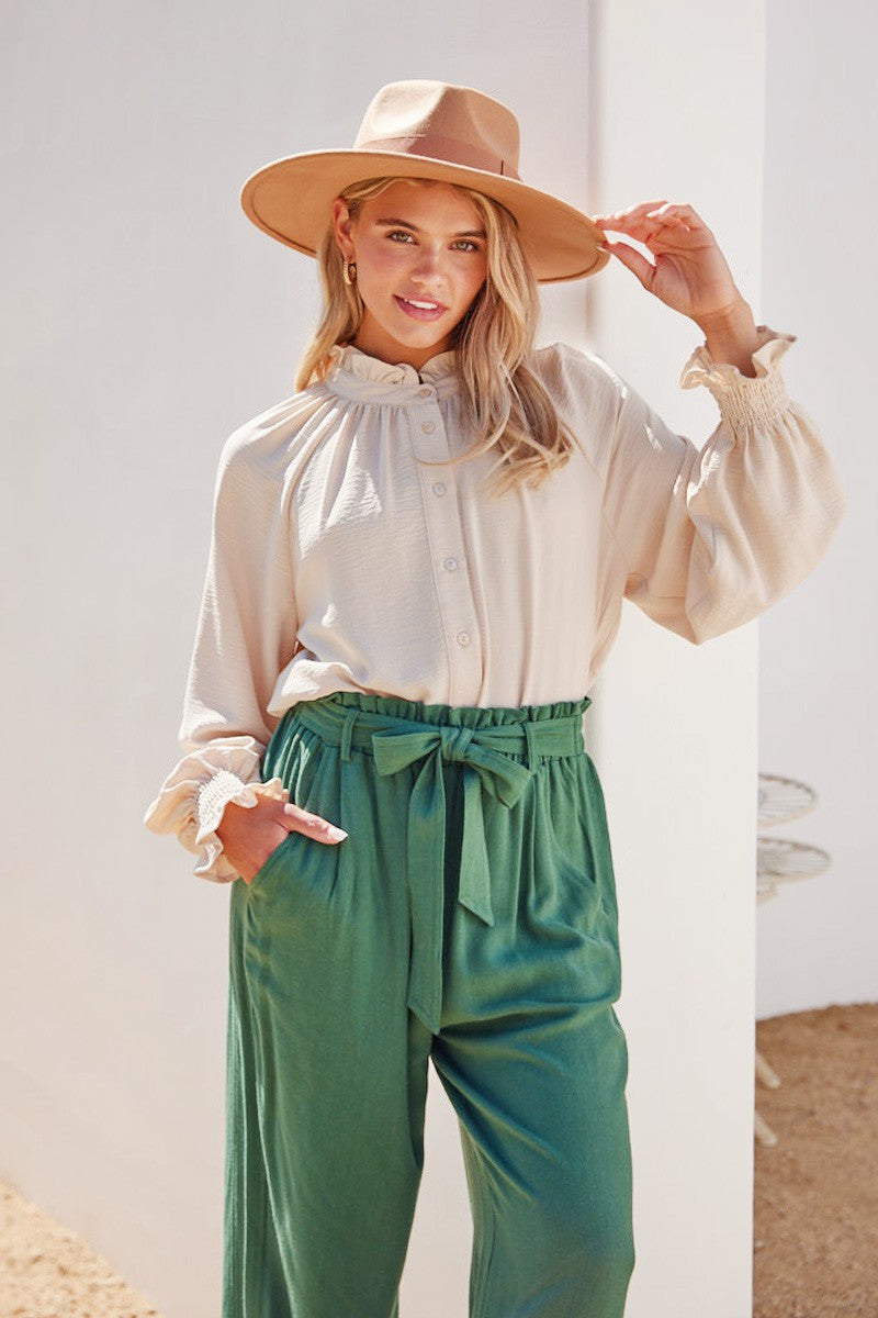 Solid Raglan Poet Sleeves Top