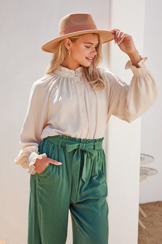 Solid Raglan Poet Sleeves Top