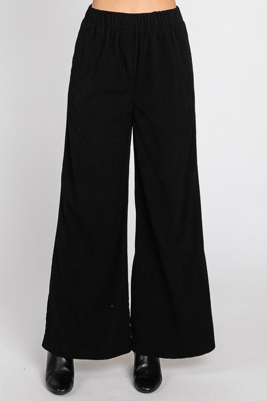 Elastic Waist Wide Leg Pants