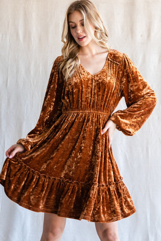 Velvet Long Bishop Sleeves Dress