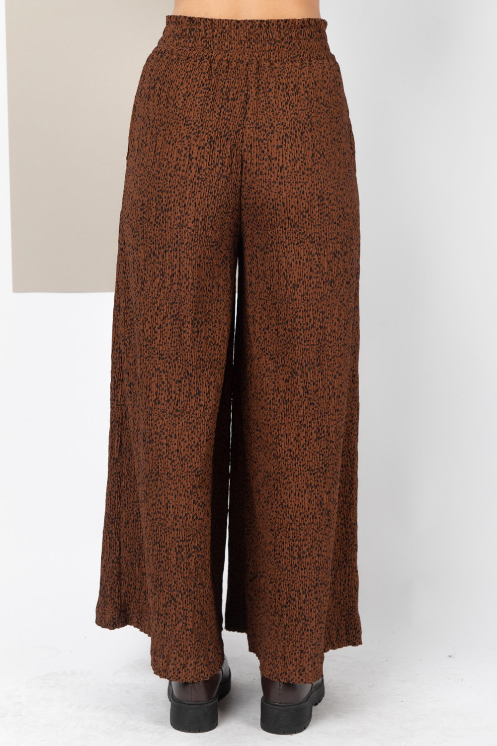 High-Waist Crinkled Wide Leg Pants