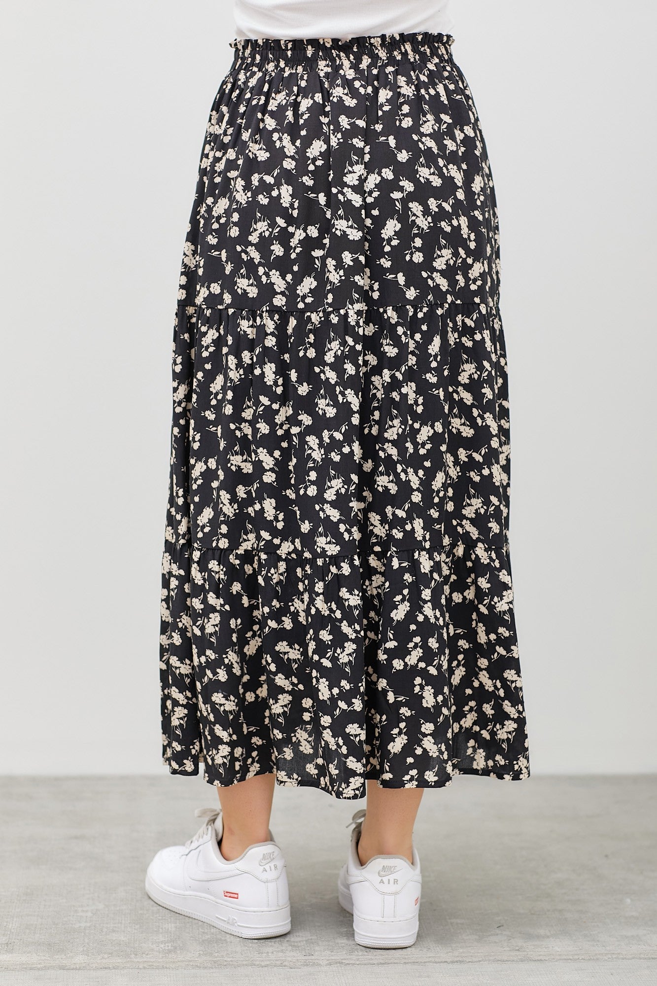 Tiered Mini Floral Maxi Skirt