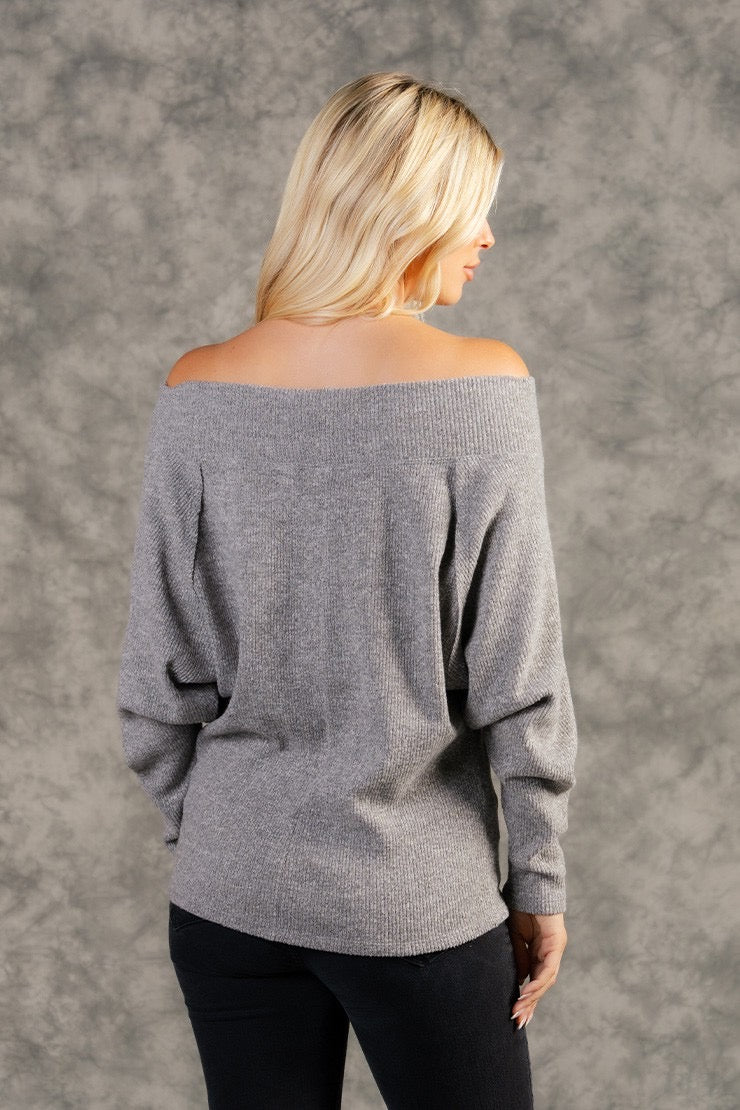 Long Sleeve Off Shoulder Knit Top