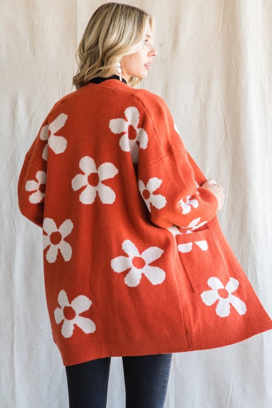 Long Sleeve Floral Print Cardigan