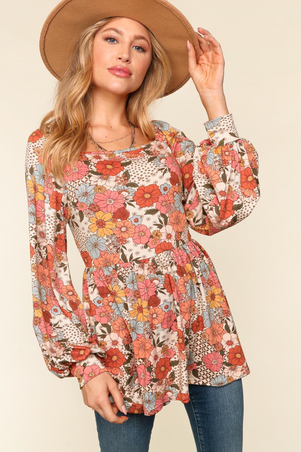 Fall For Florals Babydoll Top