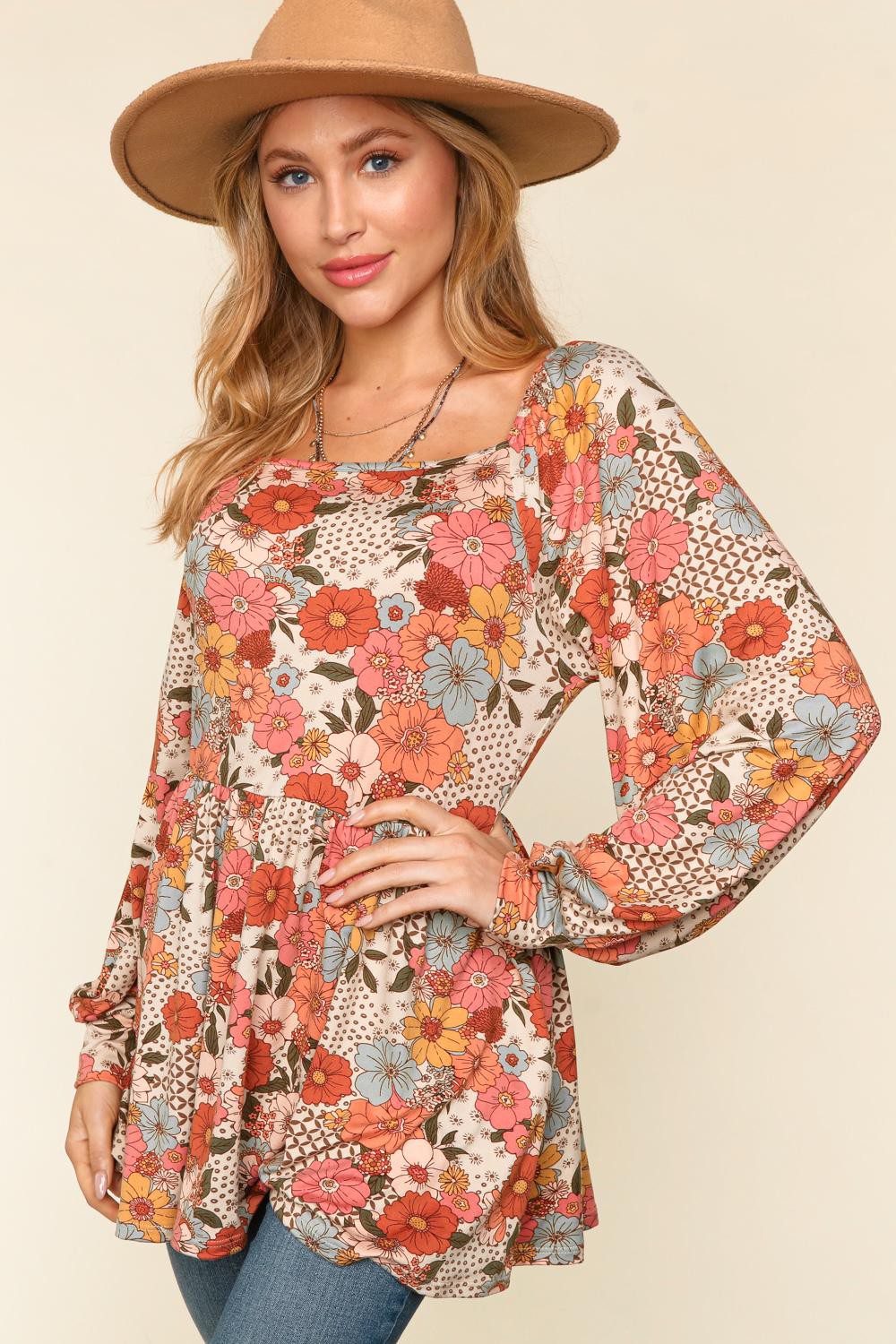 Fall For Florals Babydoll Top